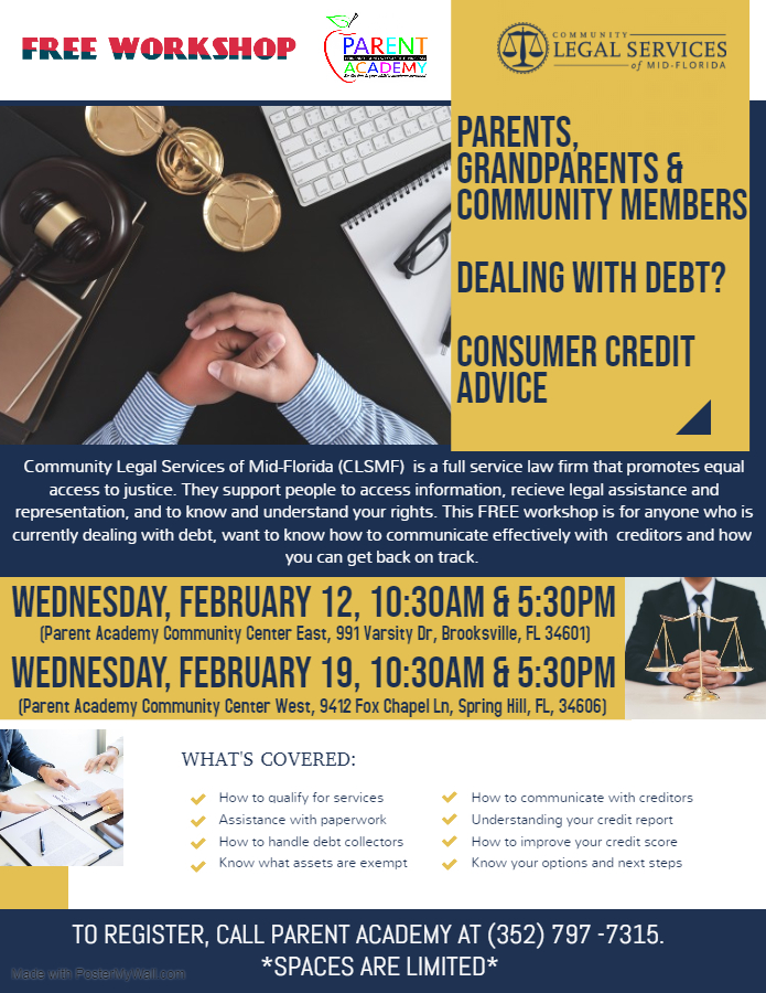 This consumer credit workshop will offer FREE  advice for anyone who is currently dealing with debt and would like to know how to communicate with creditors and get back on track.
