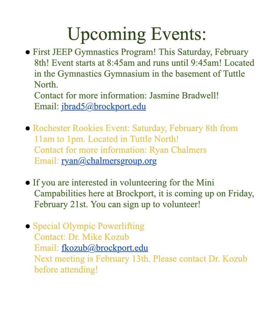 Upcoming events at Brockport!🤩