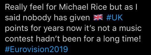 The locals genuinely have the most predictable reactions every Eurovision, as summed up by this Tweet.