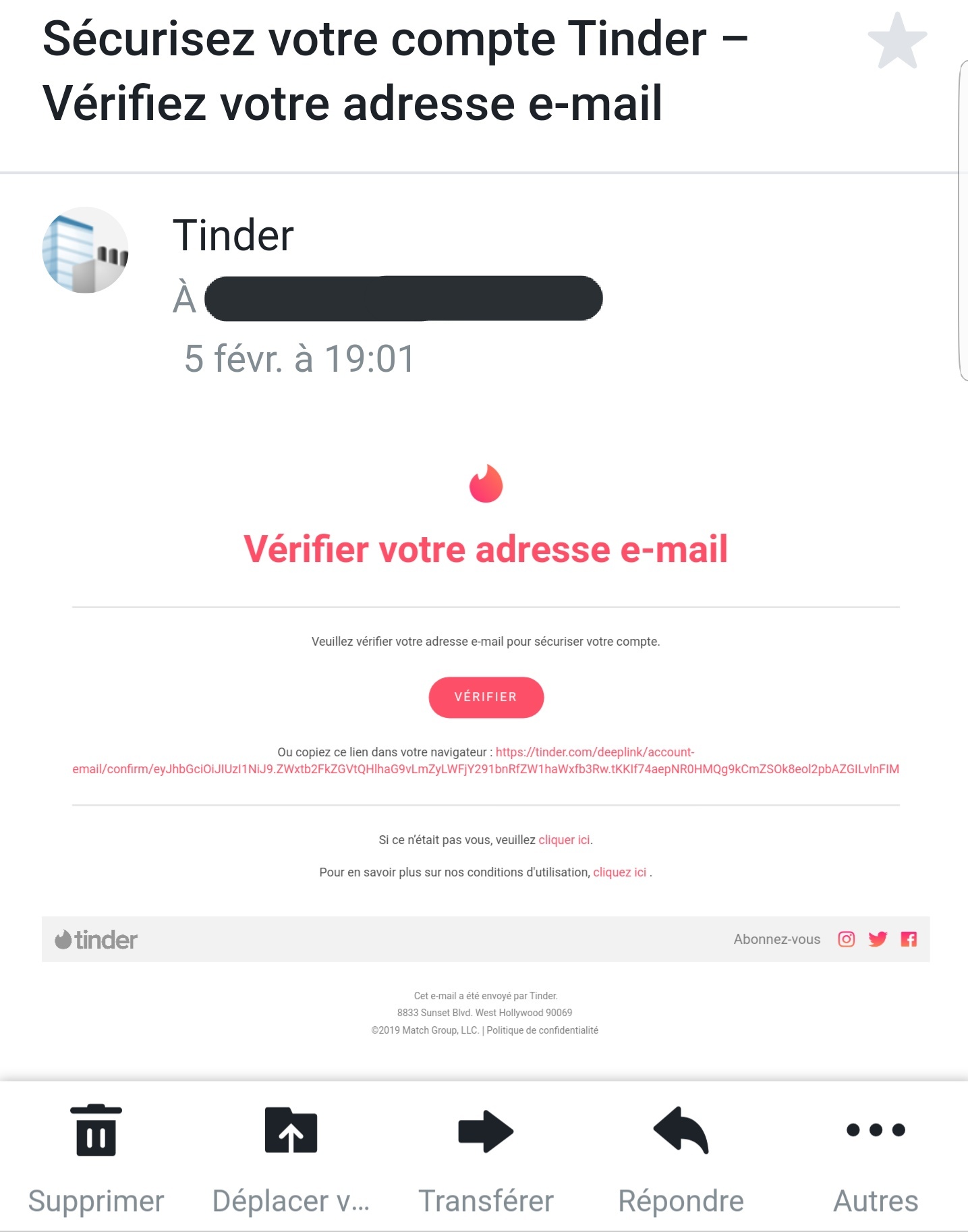 Tinder email confirmation