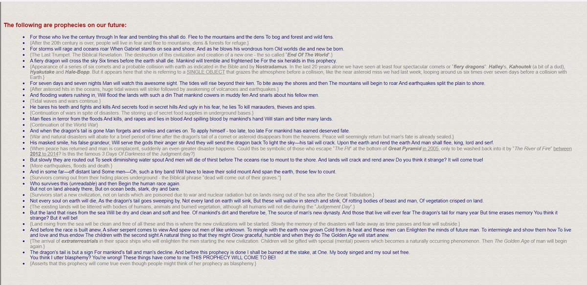 does Trump have a connection to the 13 bloodlines?  https://twitter.com/B_wakesurf/status/1224765028575907841?s=20 what other prophecies speak about a new earth being created?  https://www.bibliotecapleyades.net/esp_shipton01.htm Mother Shipton foresaw this exact same thing? a dragon that sweeps his tail across the world bringing a new one