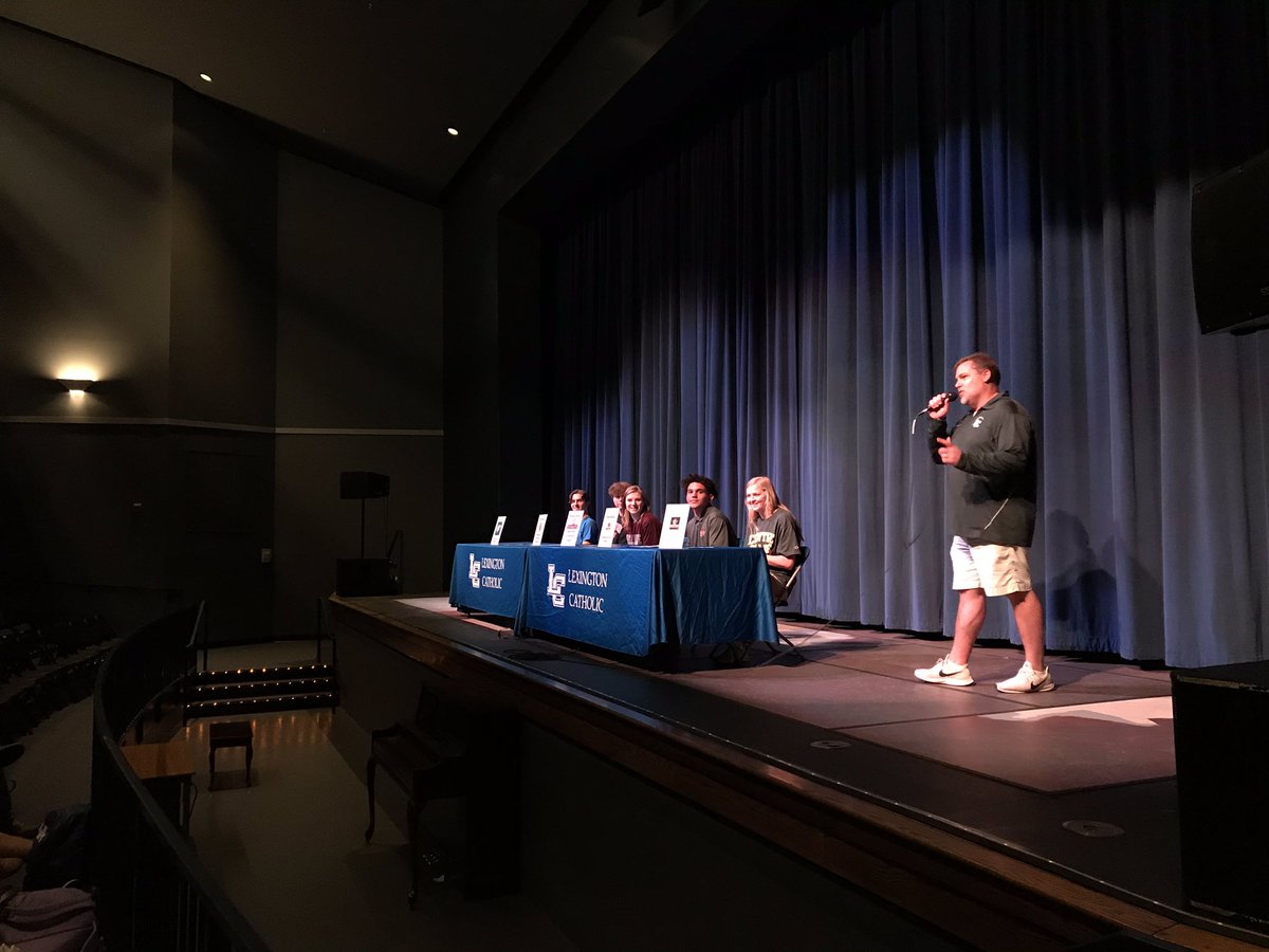LexCathSports's tweet image. College Signing 2-5-20
Ryan Nichols – Georgetown College (Football)
Maggie Corbett -Centre College ( Soccer)
Morgan Bender- Bellarmine University (Swim)
Zach Purvis- Otterbein University( Baseball)
Jacob Kelly- Midway University (Baseball)
