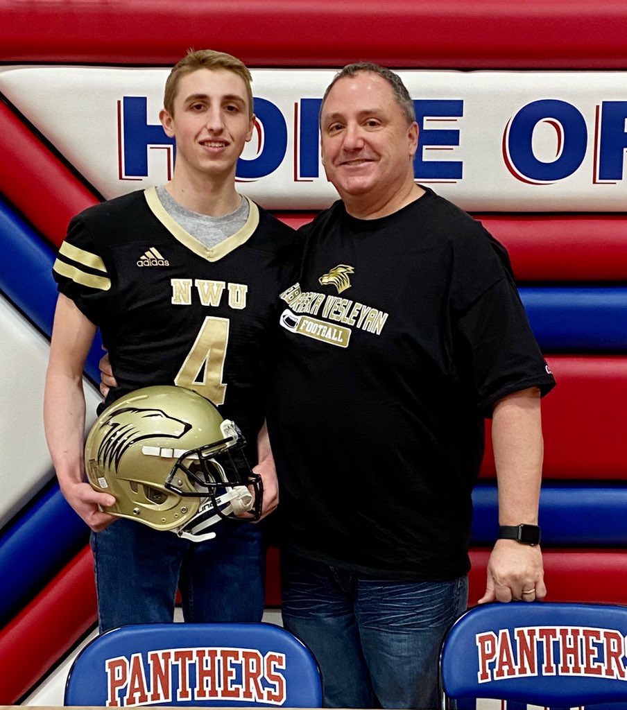 DominicDarrah's tweet photo. Very excited to sign my letter of intent to continue my academic and athletic career at Nebraska Wesleyan University today! I want to thank my family, Coach Maas, Palmyra High School and all my teammates for all of your support! @CoachCrume @NWUFootball @NWUAdmissions https://t.co/I7ZhorA5WX