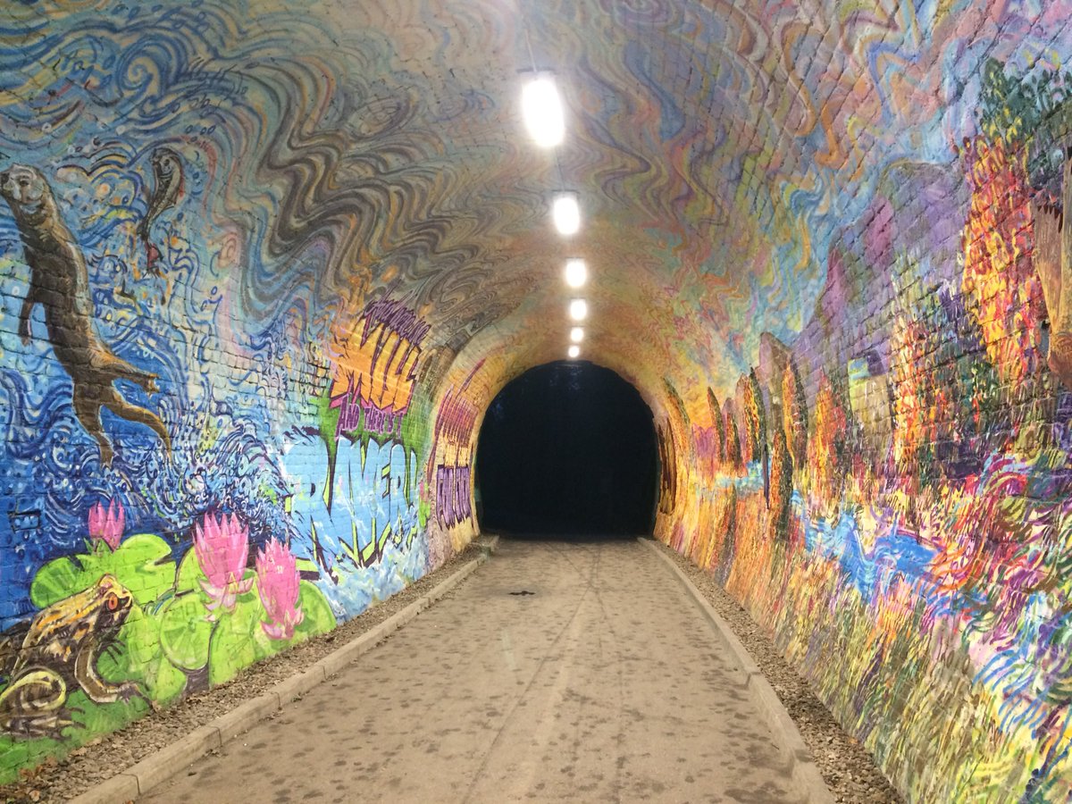 cyclingscot's tweet image. The amazing mural in the disused railway tunnel in Colinton #edinburgh It’s part of the #cycle network so enjoy a ride through it #scotland