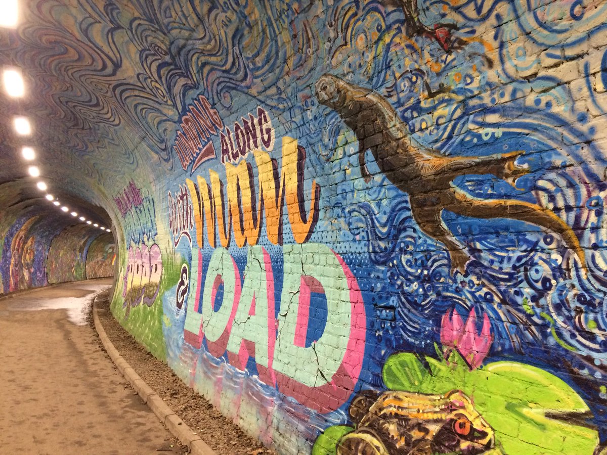 cyclingscot's tweet image. The amazing mural in the disused railway tunnel in Colinton #edinburgh It’s part of the #cycle network so enjoy a ride through it #scotland