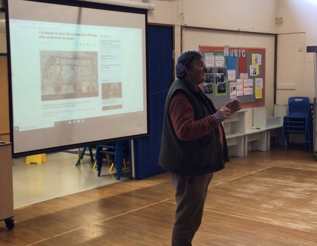 Professor Mark Horton, archaeologist, came to school today to tell us all about the important and exciting discovery of a Roman Villa in Cam. What a privilege, thank you Professor. #romanvilla #profmarkhorton #Archaeology