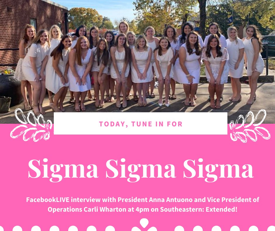 Tune in TODAY for an exclusive interview with Sigma Sigma Sigma's President Anna Antuono and Vice President of Operations Carli Wharton!

They will be sharing what Tri Sigma is all about. 🤩
<a href="/SigmaTri_Durant/">Tri Sigma ΖΓ</a> 

FacebookLIVE interview starts today at 4pm! ✨

(Photo via Tri Sigma)