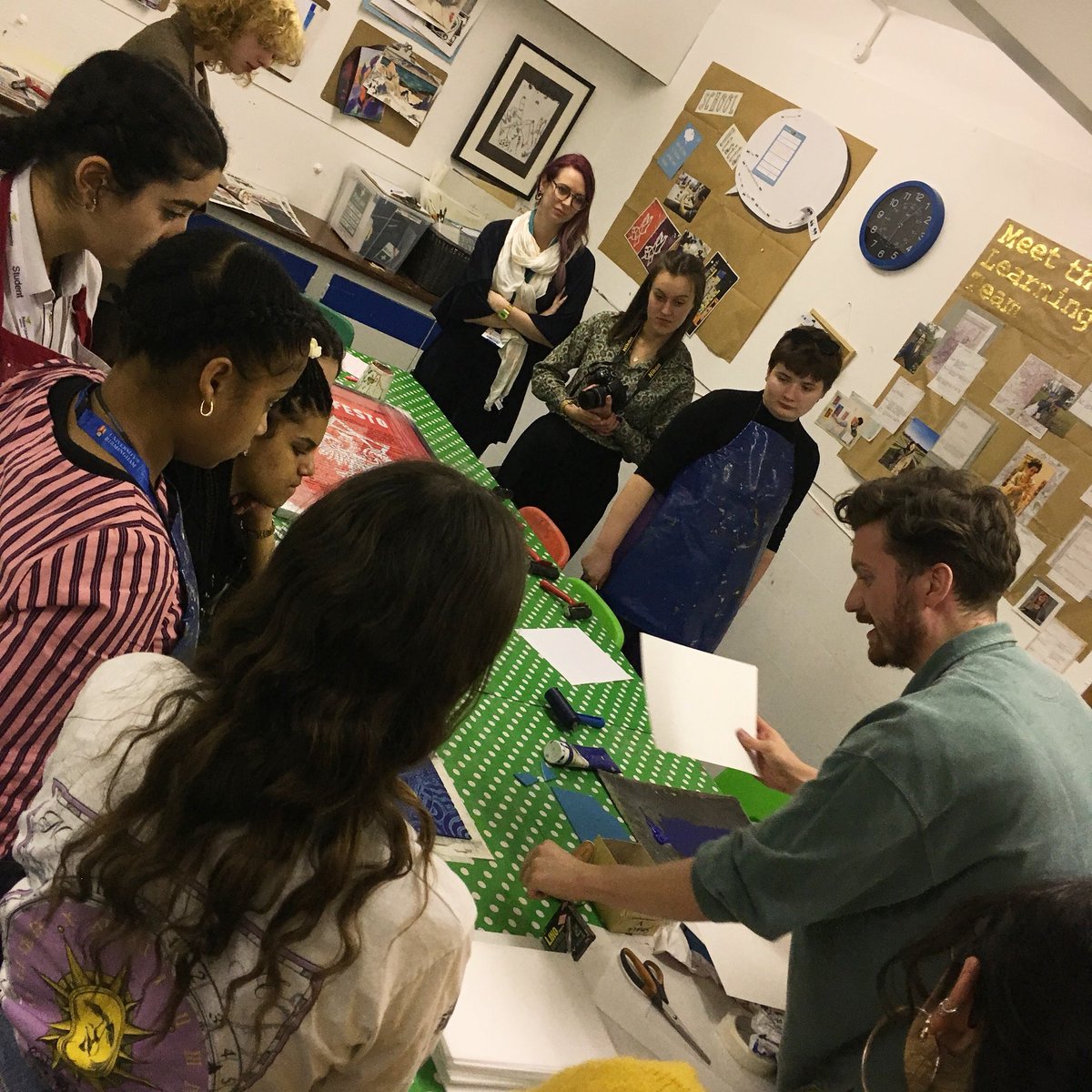 HipkissanGraney's tweet photo. Thanks again to @B__Collective  for having us back in to continue world-building, manifesto writing, making and thinking- 

and a huge thank you to artist @pressfile_print for teaching us Lino Printing and helping us produce such beautiful works! 🔥❤️🔥

#thedwellers #dwellers https://t.co/SVuOEzhBzp