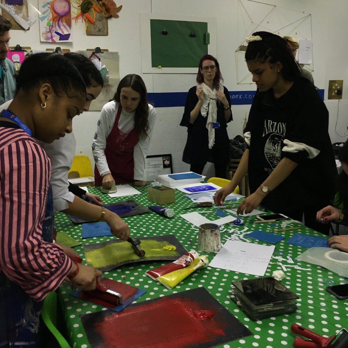 HipkissanGraney's tweet photo. Thanks again to @B__Collective  for having us back in to continue world-building, manifesto writing, making and thinking- 

and a huge thank you to artist @pressfile_print for teaching us Lino Printing and helping us produce such beautiful works! 🔥❤️🔥

#thedwellers #dwellers https://t.co/SVuOEzhBzp
