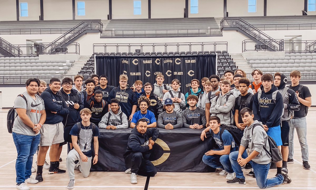 CleburneFB_'s tweet photo. We are so incredibly proud of these three young men and all of their accomplishments. They embodied what it meant to truly be a Jacket. We are sad to see them go, but we are extremely excited about where they are going. Once a Jacket, always a Jacket. #JacketDNA #vi2i0n https://t.co/BR65RFY18r