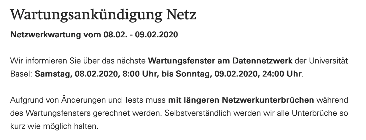 Status_UBBasel's tweet photo. 8.-9.2.2020 
ITS maintenance services
https://t.co/gTy6vF4wrc https://t.co/ZjCFFtKDPJ
