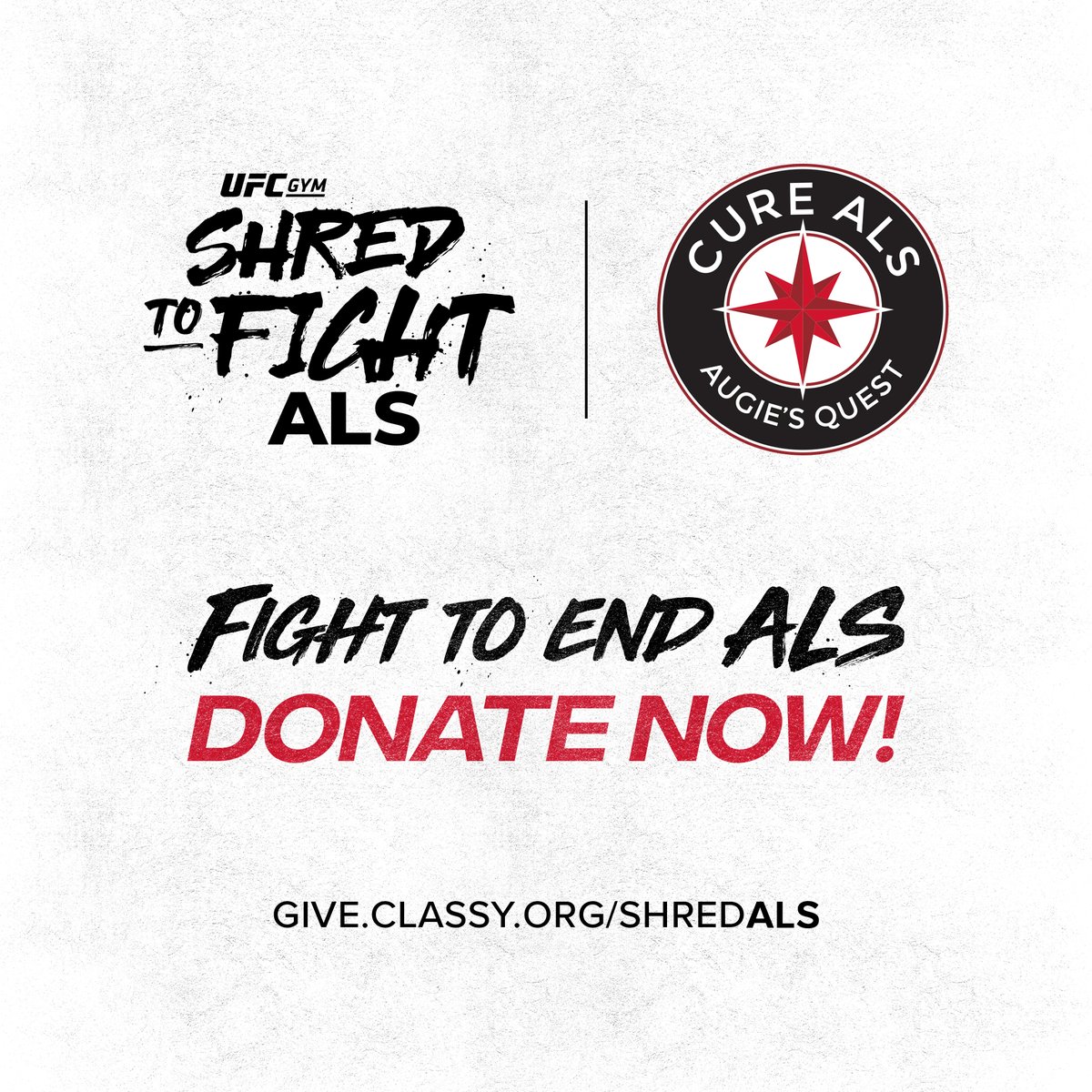 UFCGYM's tweet photo. Let’s make a difference 💪 Please join us as we continue the fight to #endALS in partnership with @augiesquest. #ALS is curable, but it’s underfunded. Learn more and make a donation to support #AugiesQuest and their commitment to fund a cure at https://t.co/OnptF1MEui https://t.co/fAYugLlnIH