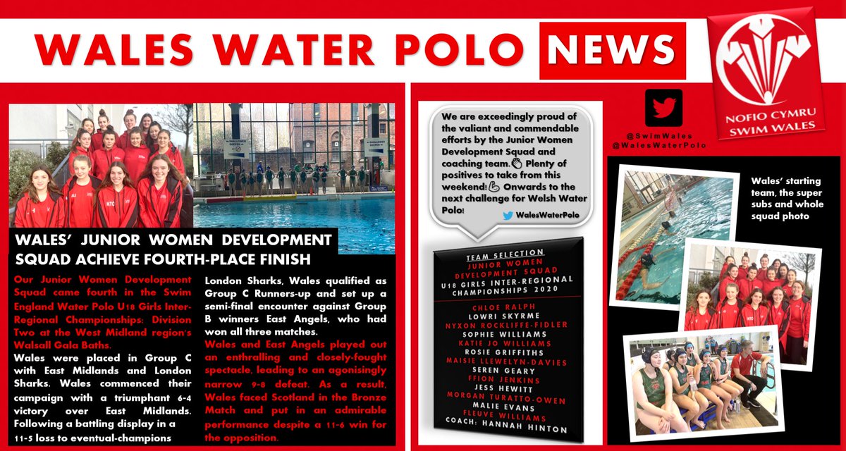 WalesWaterPolo's tweet photo. Wales Water Polo News📰: A summary of our Junior Men and Women Development Squads' participation in the @Swim_England Water Polo U18 Inter Regional Championships🤽‍♂️🤽‍♀️👏💪🏴󠁧󠁢󠁷󠁬󠁳󠁿 

@SwimWales @Dai_Sport_ @AllWalesSport @ENGWaterPolo @WalesWaterpoloL @WWMGWelshWater1 @WelshSportLive https://t.co/aGVoUW5vFO