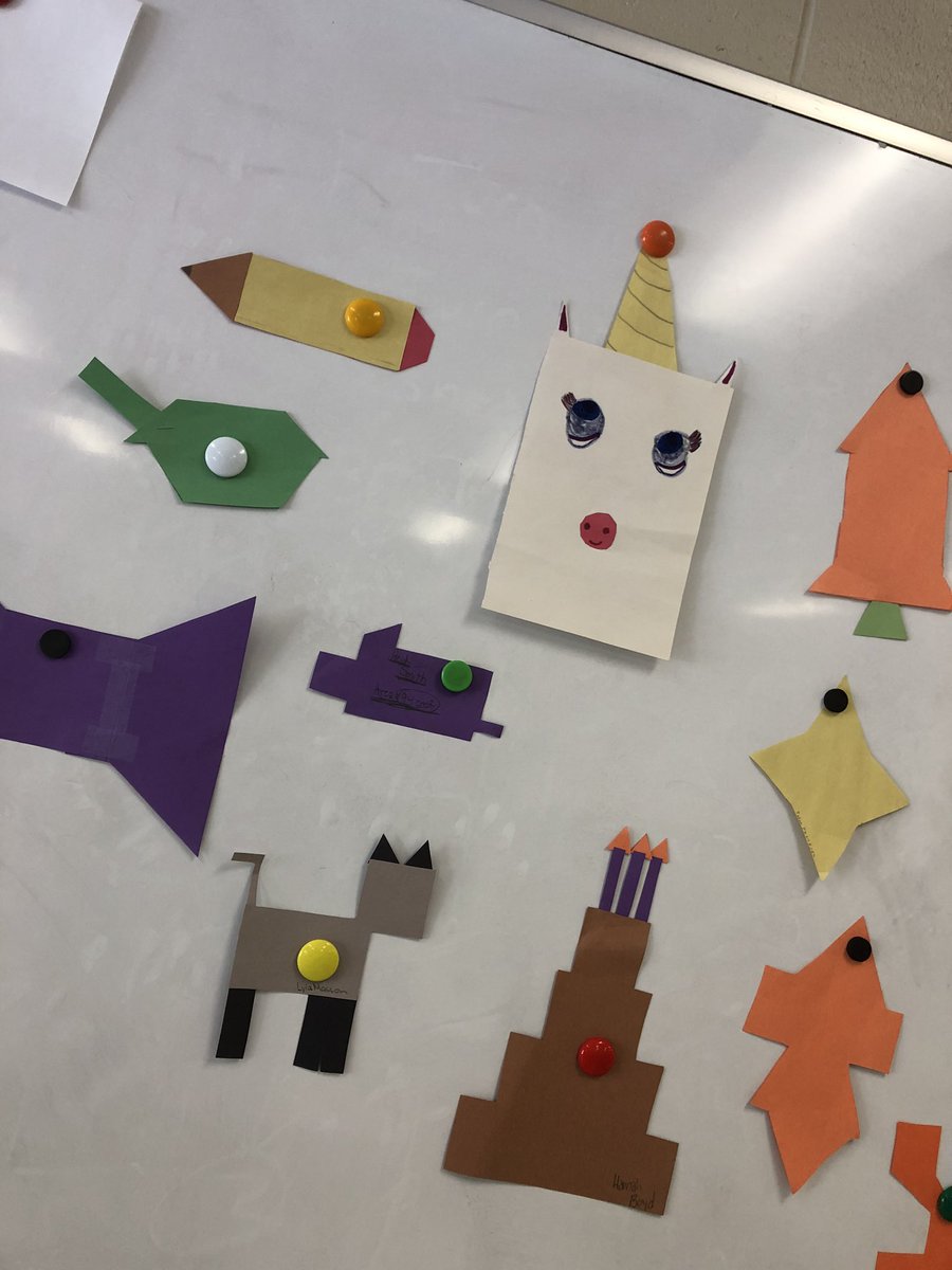math_durant6's tweet photo. My 6th grade students made creative composite figures and then another student found the area of it. https://t.co/UvHhrn9WPn