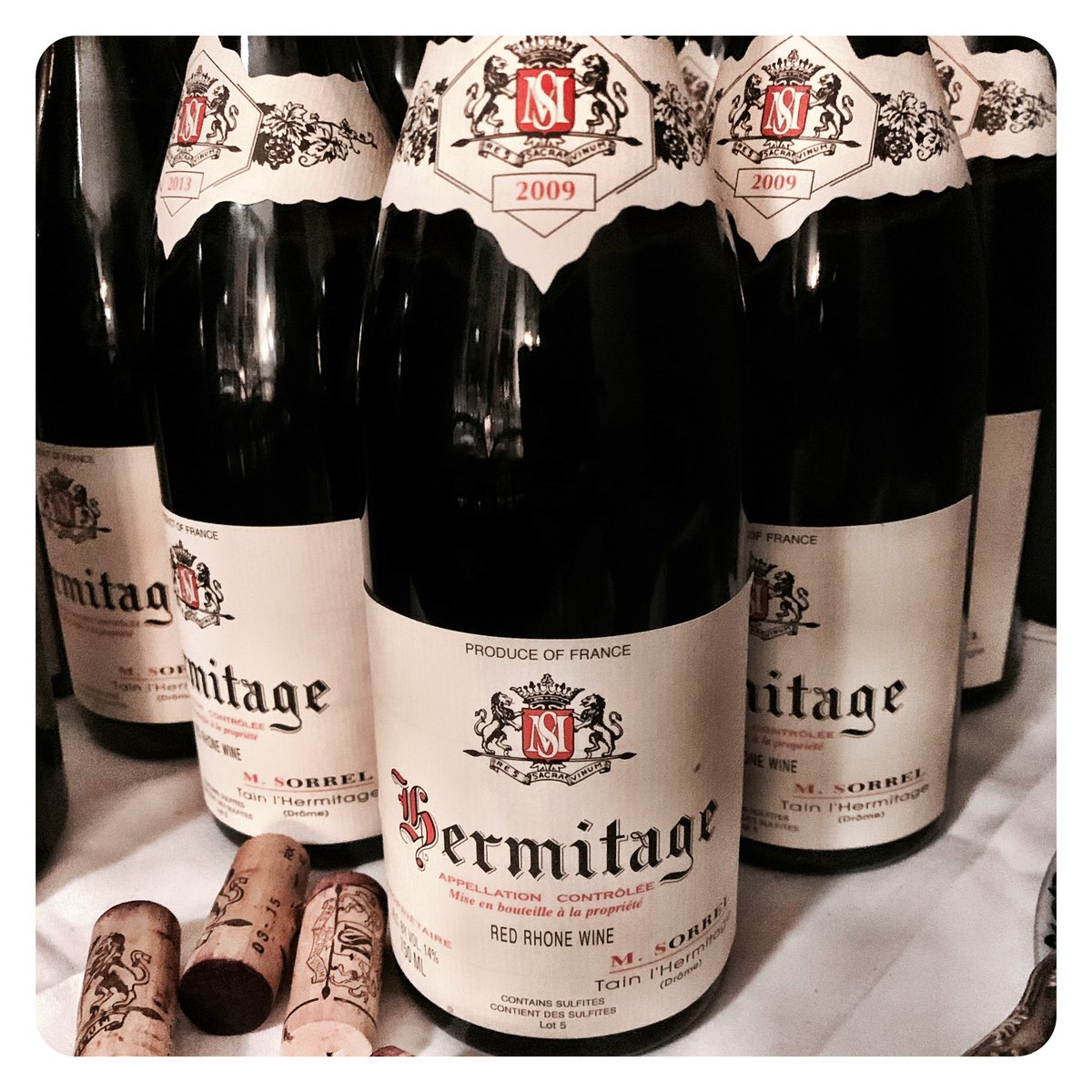 gregsherwoodmw's tweet photo. Epic evening with Guillaume Sorrel tasting some incredible Hermitage. I know @RyanTheWineGeek would be wetting his pants quaffing Le Greal from 2018 back to 2009. Wow! Such amazing expressions of Syrah. #marcsorrel @RiaanOnWine https://t.co/uDeO46VdBB