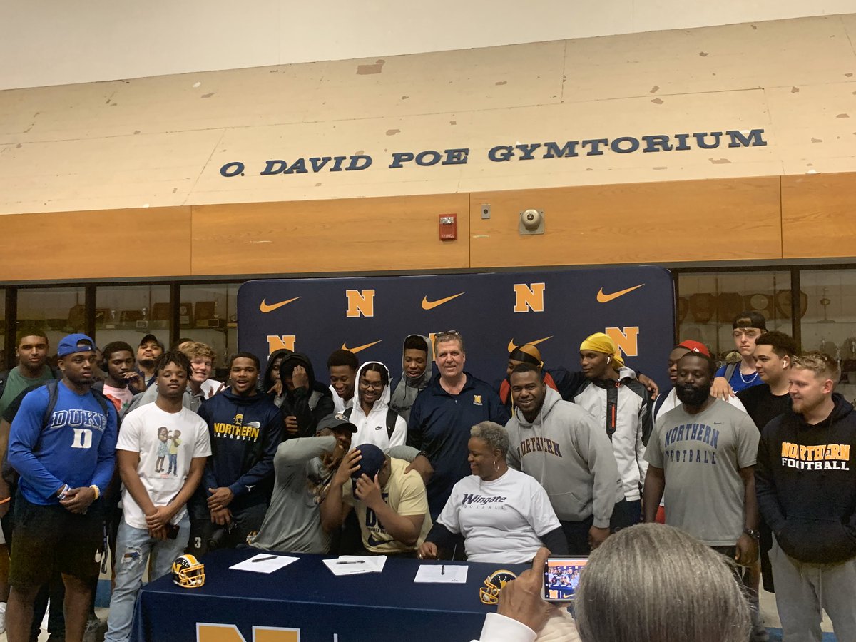 john_hammett's tweet photo. Justin Rhodes signs a full scholarship with Wingate to play college football! https://t.co/vYGJiJjQFW