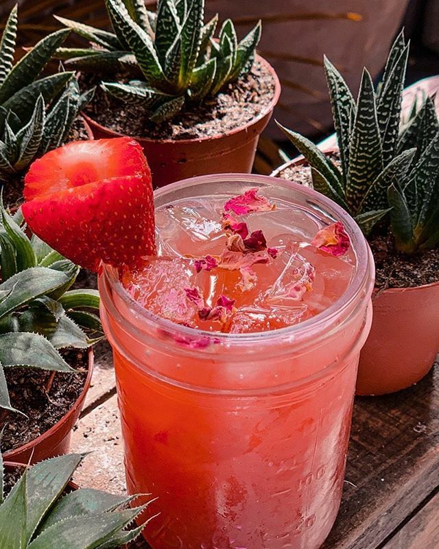 This month’s seasonal lemonade is giving us all of the 😍😍😍 Strawberry-Rose Lemonade served with dried rose petals &amp; a fresh strawberry in the shape of a heart, because we’re extra like that. Grab yours before it’s gone, lovebirds! ❤️🍋🍓
.
.
Photo … ift.tt/384qGaz