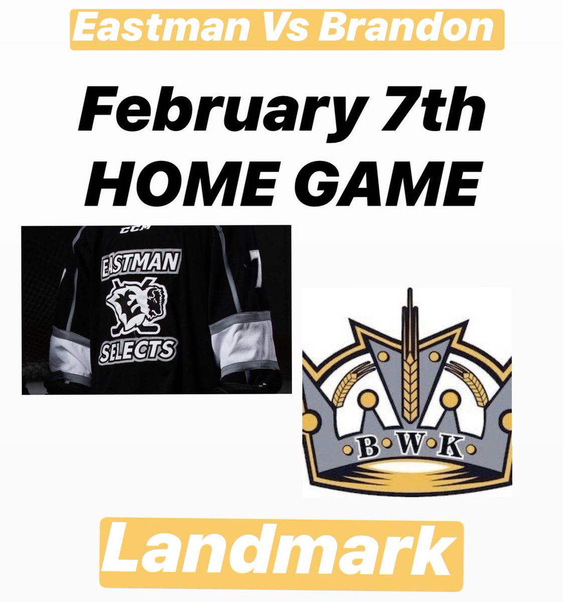 EastmanU15AAA's tweet photo. #HomeGameAlert 7:30pm puck drop in Landmark. https://t.co/yfz7JYn3u5
