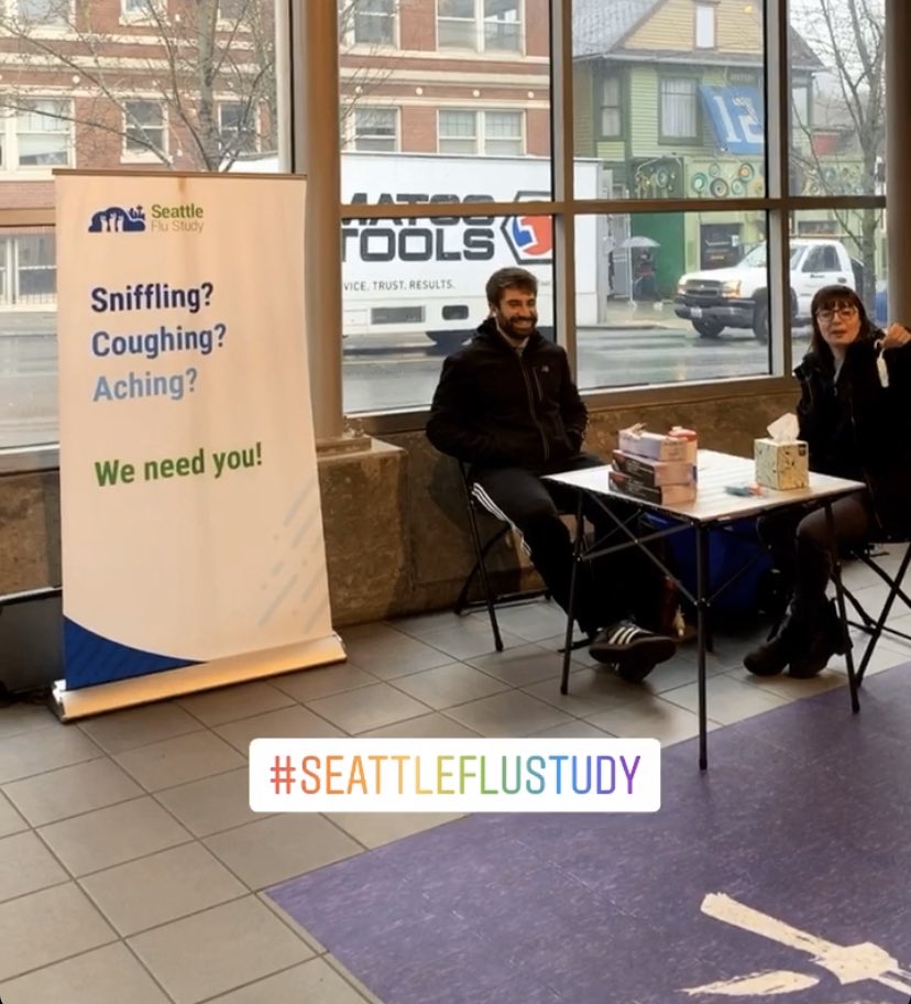 blitzurbanism's tweet photo. The @seattleflustudy is at the Capitol Hill Light rail station giving out goodies and information for the masses! https://t.co/0Ap5ZYcB8C