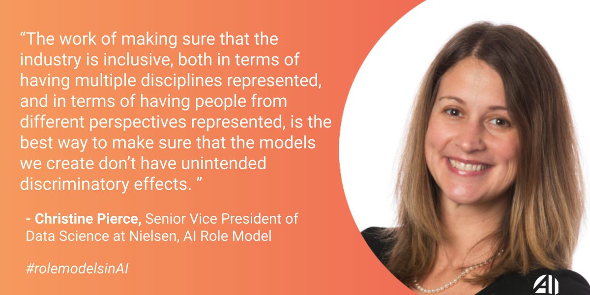 ai4allorg's tweet image. This #RoleModelsinAI feature is @CGPierce, SVP of Data Science @Nielsen, where she was integral in having the citizenship question removed from the 2020 Census--not as an issue of policy, but of sound science. Read on to learn about Christine's journey. bit.ly/2v96plA