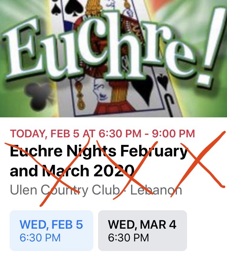 Eucher is canceled this evening ~ stay home and be cozy!