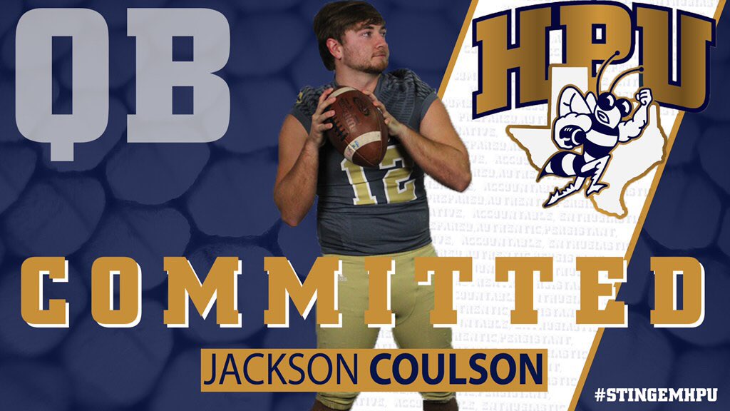 jacksoncoul_18's tweet photo. Beyond blessed to have an opportunity to fulfill my dream of playing college football! Thank you to every single person that has helped me along the way! I would’ve never been able to do it without you! @StingEmHPU @Coach_BHarris @Coach_Spice @JakeCoulson3 @jfswt @RickeyCoulson https://t.co/K423441HQf