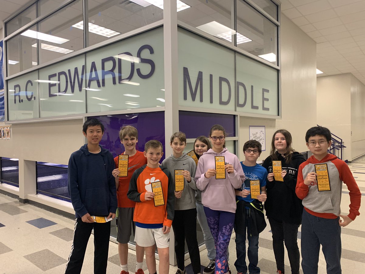 RCEMiddle's tweet photo. Congratulations to today’s #StudentsofExcellence⭐️ sponsored by #WhichWichofClemson🧡💜 #teamRCE🐾 #bebraschallengefinalists https://t.co/pbwtaU20XK