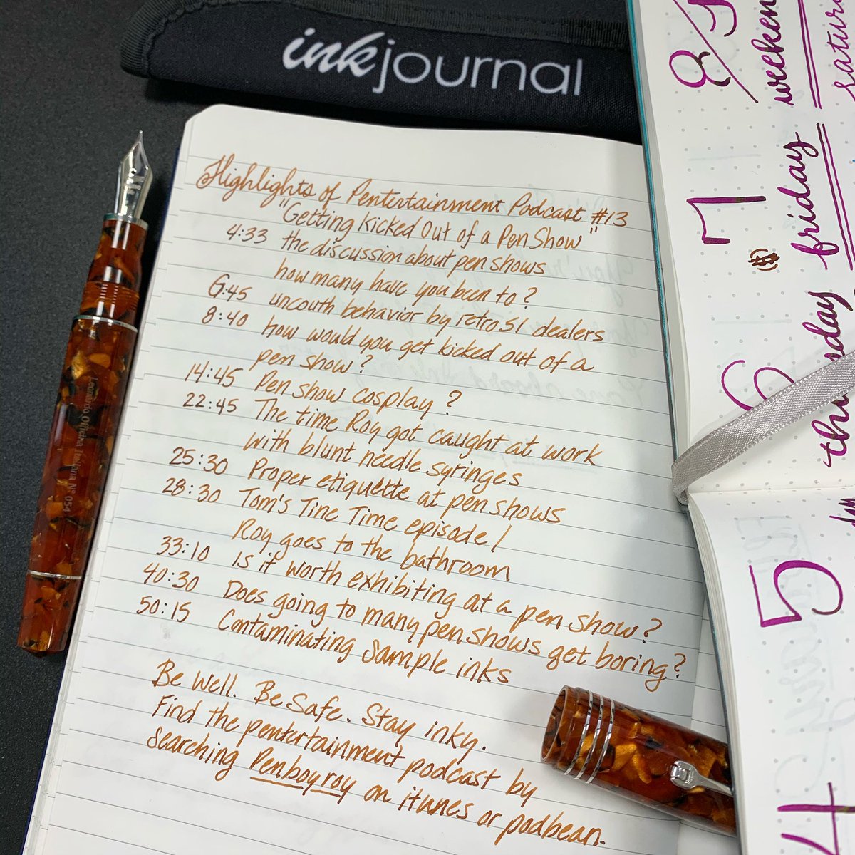 InkJournal's tweet photo. In this week’s #pentertainmentpodcast Roy and I pontificate on what it would take to get kicked out of a pen show. If you’re attending the #lapenshow this weekend, this is required listening. I wrote down some highlights of our discussion. https://t.co/RnZPf3C2cx