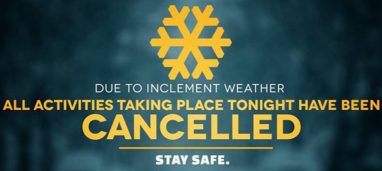 ‼️IMPORTANT‼️

All planned activities this evening have been cancelled.
