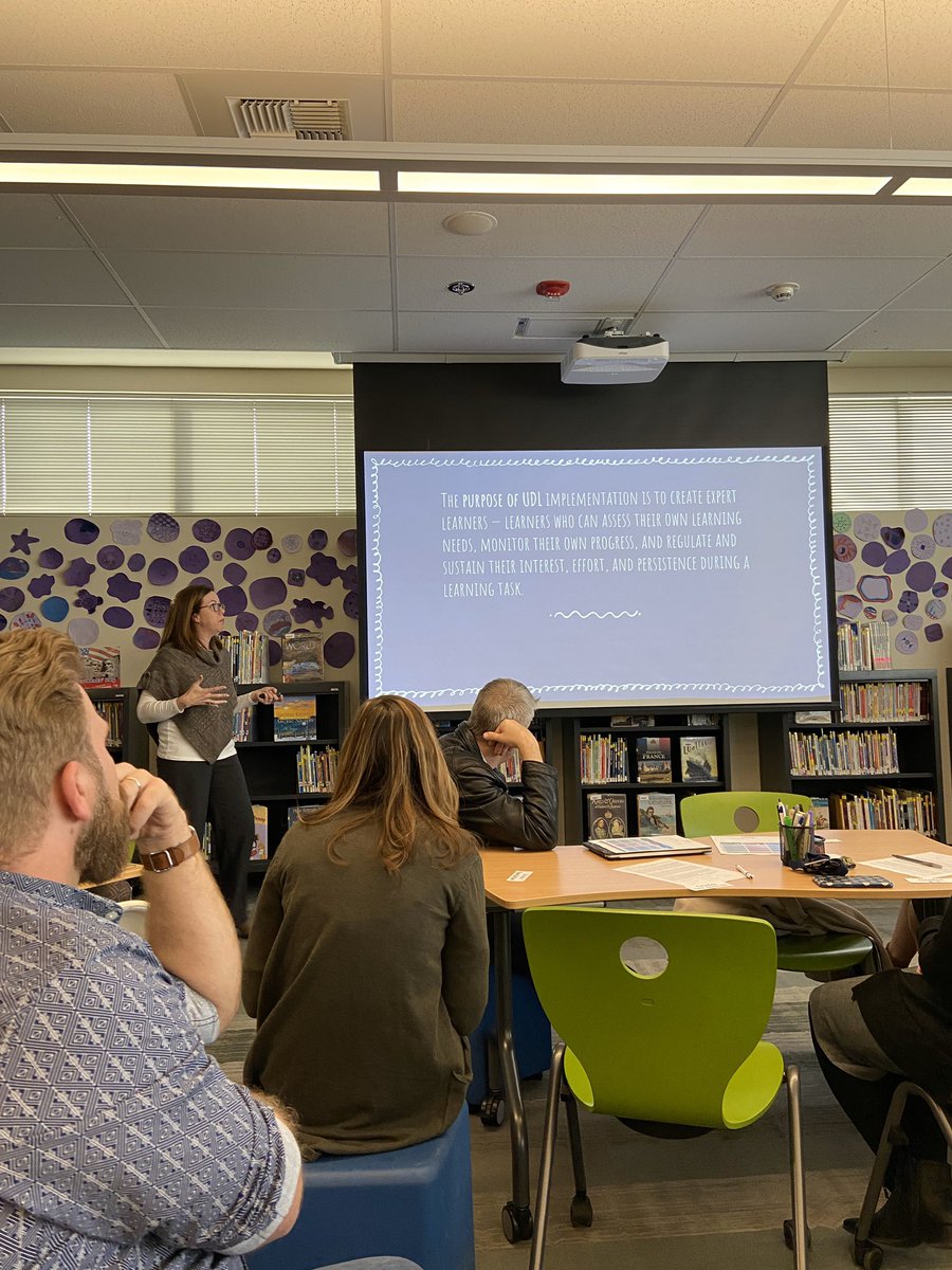 MrsDanielleRojo's tweet photo. Watching @mrs_ricekinder, @JayneeLeggett, @kimberlyAhewitt and @sarahlgately sharing all their knowledge on #UDL! So powerful to have real teachers demonstrate how they are using UDL everyday in every grade! #WCSInquiry #WCSJoyfulLearning #BetterTogether https://t.co/J7ATNNJwzj