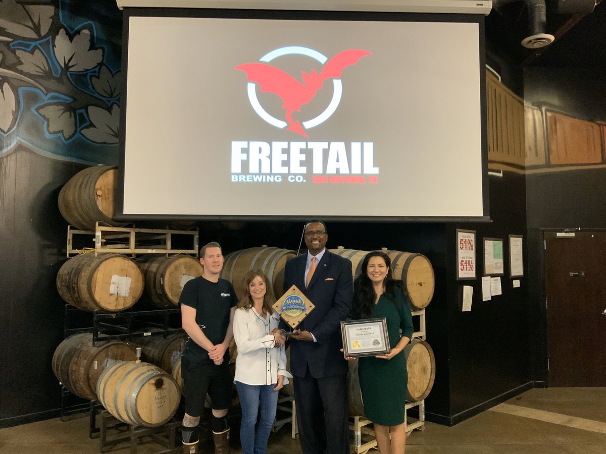 ReWorksSA's tweet photo. Congratulations to @freetailbrewing for becoming a #ReWorksSAGold Certified Business! They recycle 100% of their spent grain!
#ReWorksSA #HangWithALocal https://t.co/rcTkL04DDH