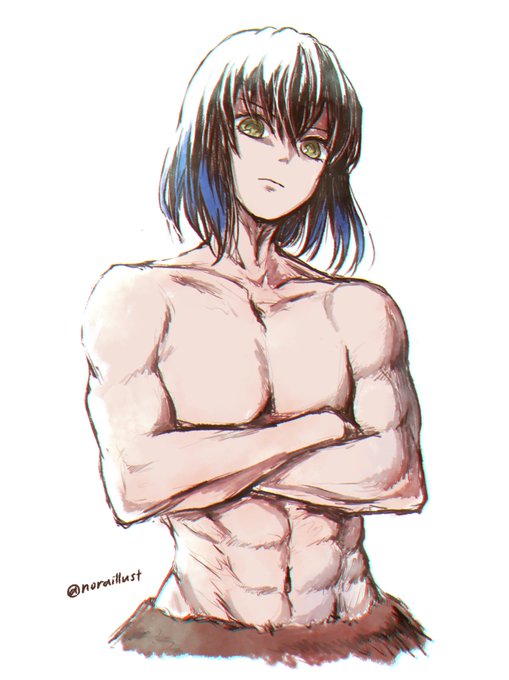 のらさんがTwitterに投稿した嘴平伊之助(鬼滅の刃)のイラスト。
