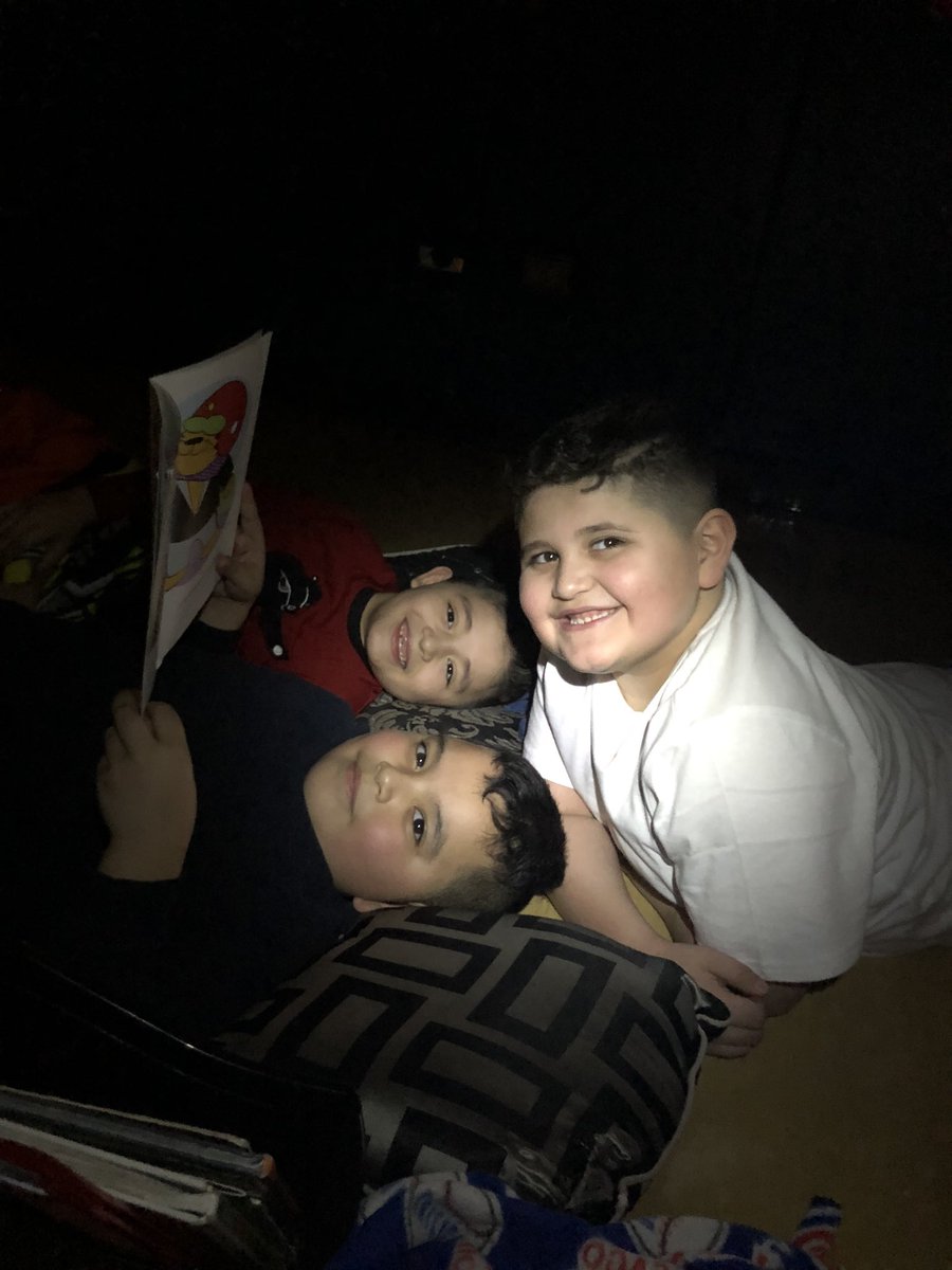 MrNejman's tweet photo. 1st Grade reading books in the dark today in the gym as a celebration.
#readinginthegym
#bjwlearns 
#PysEd https://t.co/bL7vCgVPmd