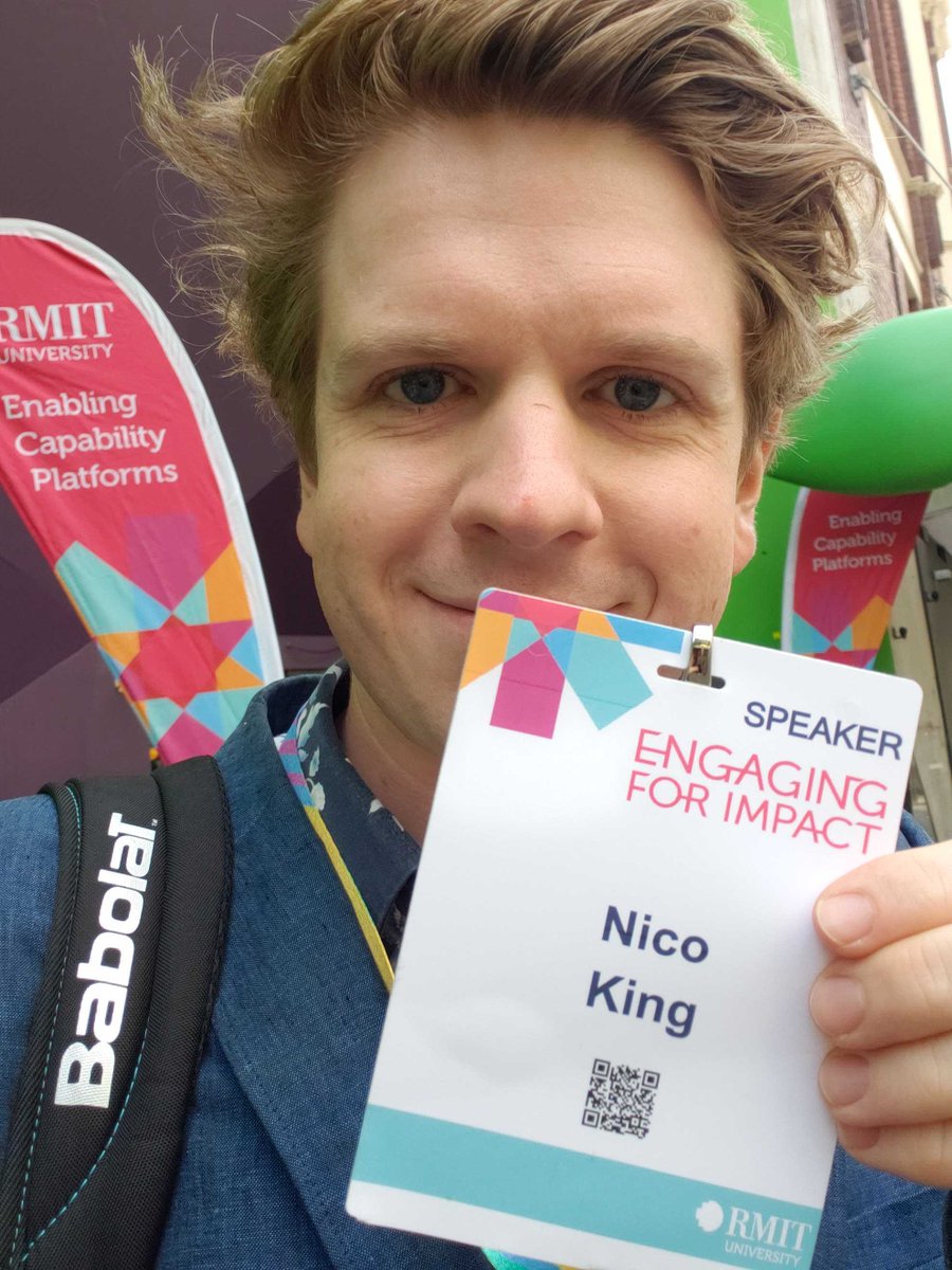 chaostheory_au's tweet photo. 1 more hour until the GREAT panel @RMIT! Be sure to say hi to Nico @captain_polymer, he's always armed with fantastic ideas. Catch the 'Gamification for Research Translation and Impact' panel at 11.30am @ the Kaleide Theatre๐พ๐#gamification #EFI2020 #engagingforimpact https://t.co/a4SfvDAihE