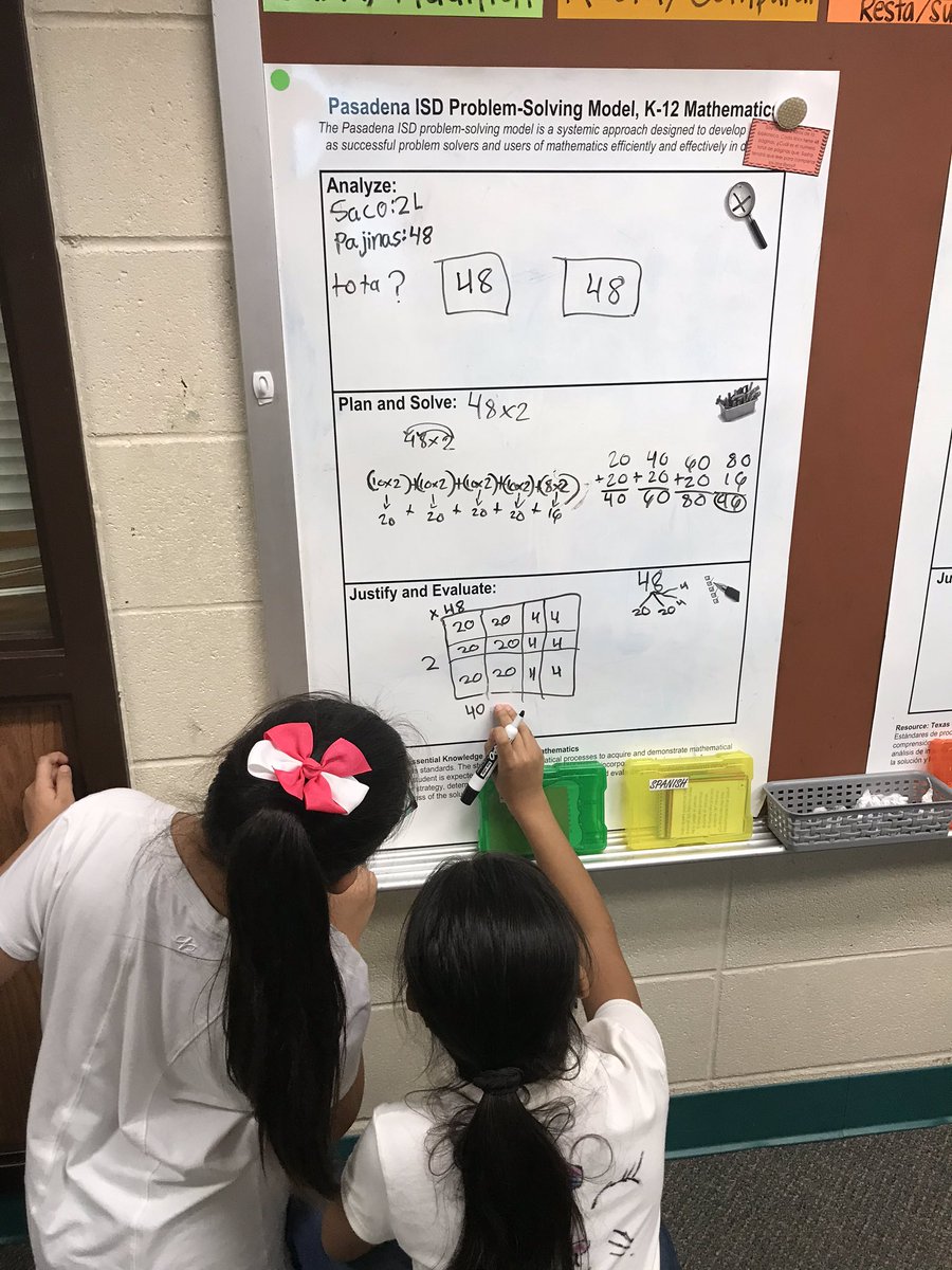 MathematicsMTSS's tweet photo. Check out what the use of the PISD Problem-Solving Model looks like in this Grade 3 #mathematics classroom! (Sparks ES) Mathematicians learn &amp; grow together! #PISDMathChat #PISDMSMath #PISDIntMath #PISDHSMath https://t.co/8iAvEqLmLG