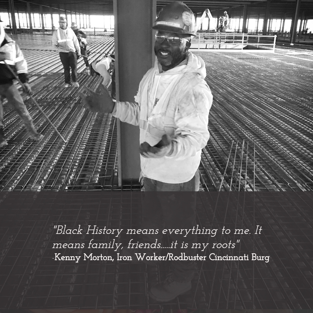 LithkoLLC's tweet photo. We love hearing our coworker's stories! Meet Kenny Morton! Kenny is an ironworker/rodbuster in the Cincinnati Burg. https://t.co/3IEwSSThRg #workerwednesdays #blackhistorymonth #buildingaroundyou https://t.co/ujdYhtPWVQ