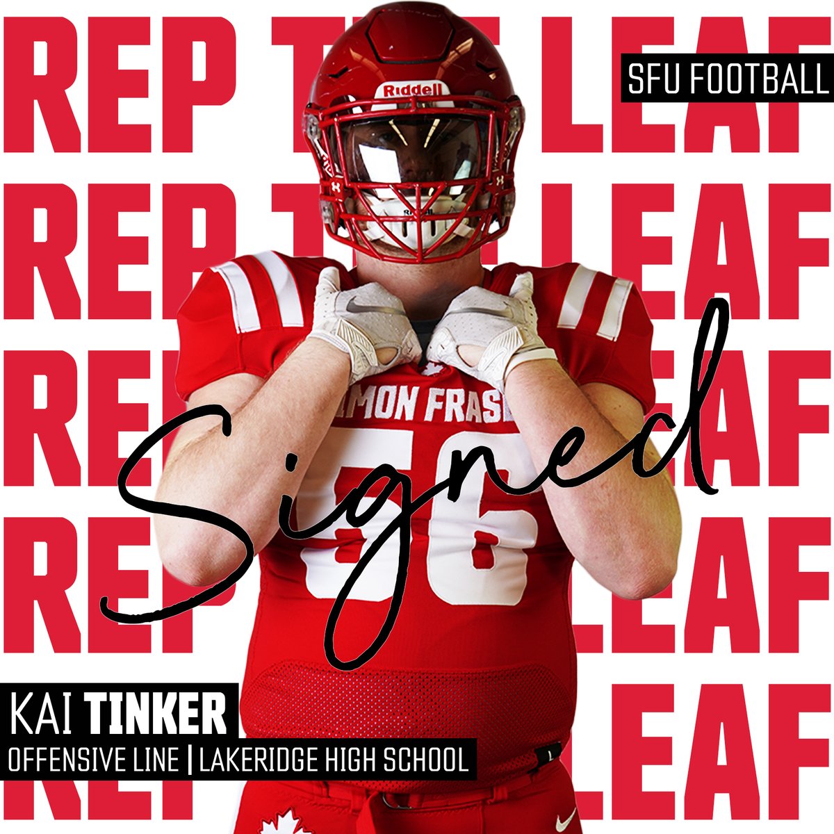 SFUFootball's tweet photo. ✅ Kai Tinker (@Kai_tinker56)
🏈 Offensive Line
🇺🇸 Beaverton, Oregon
🍎 Lakeridge High School 
🎞️ https://t.co/QR2djwrSbG

#RepTheLeaf
@CoachTFord https://t.co/fMrsxARR8M