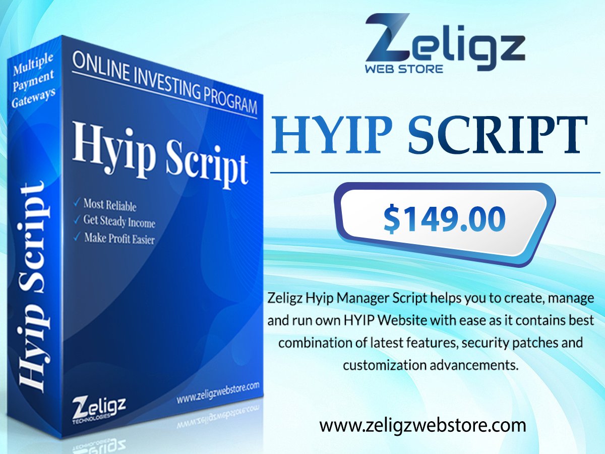 joe_thomas198's tweet image. Zeligz Web Store offers highly secure scripts namely Crypto Exchange Script, #ICO_Script, #HYIP_Script, and #Cloud_Mining_Script. They have DDoS protected scripts and also have Google captcha: zeligzwebstore.com/product/hyip-s…