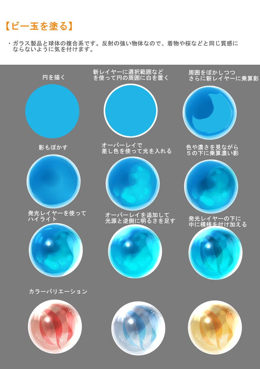お絵かき講座パルミー 7周年イラコン開催中 على تويتر つやつやキラキラ ビー玉の描き方 中の模様の透け感がポイント W ｼﾞｰ T Co Jormpzgafw