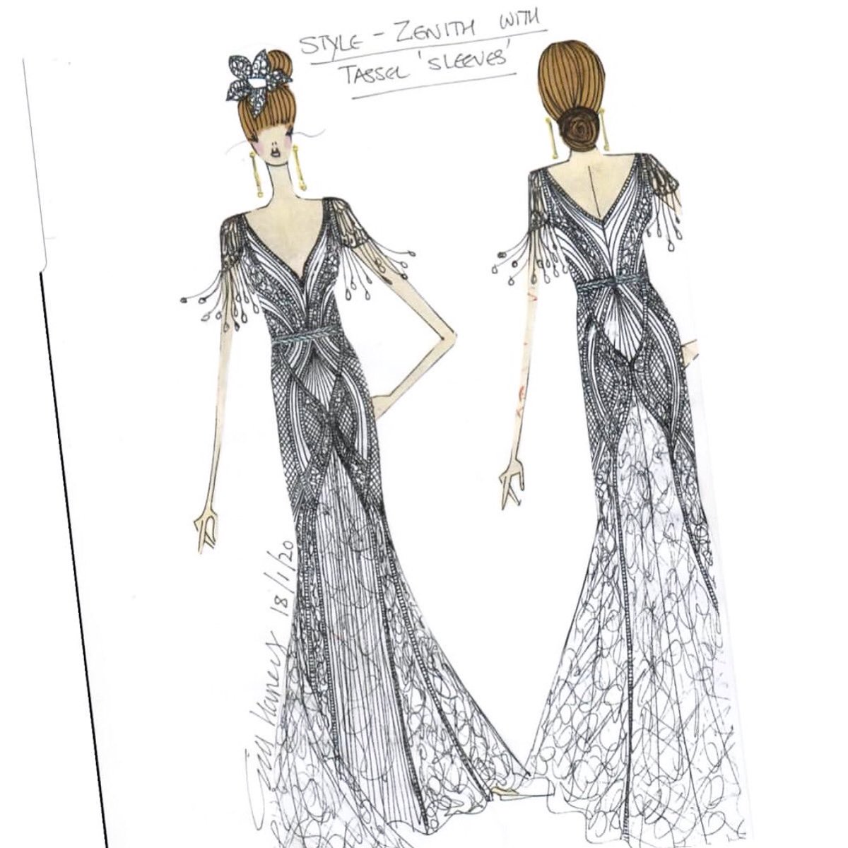 We’ve been swooning over Gill Harvey’s sketch for a bespoke version of the <a href="/ejhbridal/">Eliza Jane Howell</a> Zenith gown with a sleeve. We’re in love! 😍 #repost #elizajanehowell