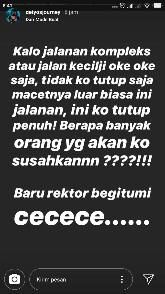 Daeng_Info's tweet image. Curhat salah satu warga sejak semalam gara2 jalan Andi Djemma (Landak Baru) ditutup untuk acara nikahan anak rektor

harusnya yg seperti ini tidak mudah diberi izin, palagi termasuk jalan utama :(