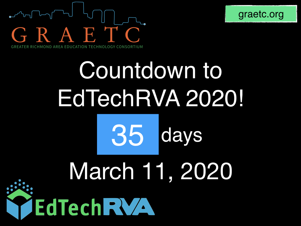 35 days until #EdTechRVA! Check out the schedule here - edtechrva2020.sched.com What session are you most excited to attend?