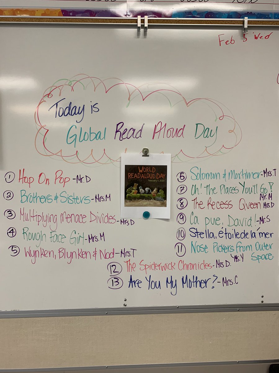 DawsonMags57's tweet photo. #globalreadaloud win!! Planning kept morphing but in the end it was amazing! We had 11 adults stopping in to read & we stopped everything to listen. Big thanks to our admin, AES, breakfast coordinator, fellow teachers and parents!! #readingrocks #ReadAloudDay #newteacherwin https://t.co/ybCSo0DY83