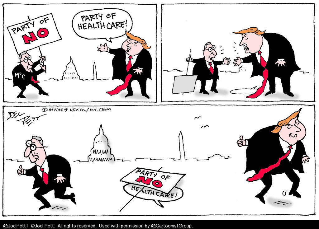 cartoonistgroup's tweet photo. Good news! #DonaldTrump stated in #SOTU that he will "protect patients with pre-existing conditions."
Hmm ... Does he know about #TexasVAzar?
Cartoon from the archive by @joelpett1
RT @HealthCareToons
#ACA #PreExistingConditions #ObamaCare #Healthcare #Trumpcare
#PantsonFire https://t.co/mio9cnlzVz