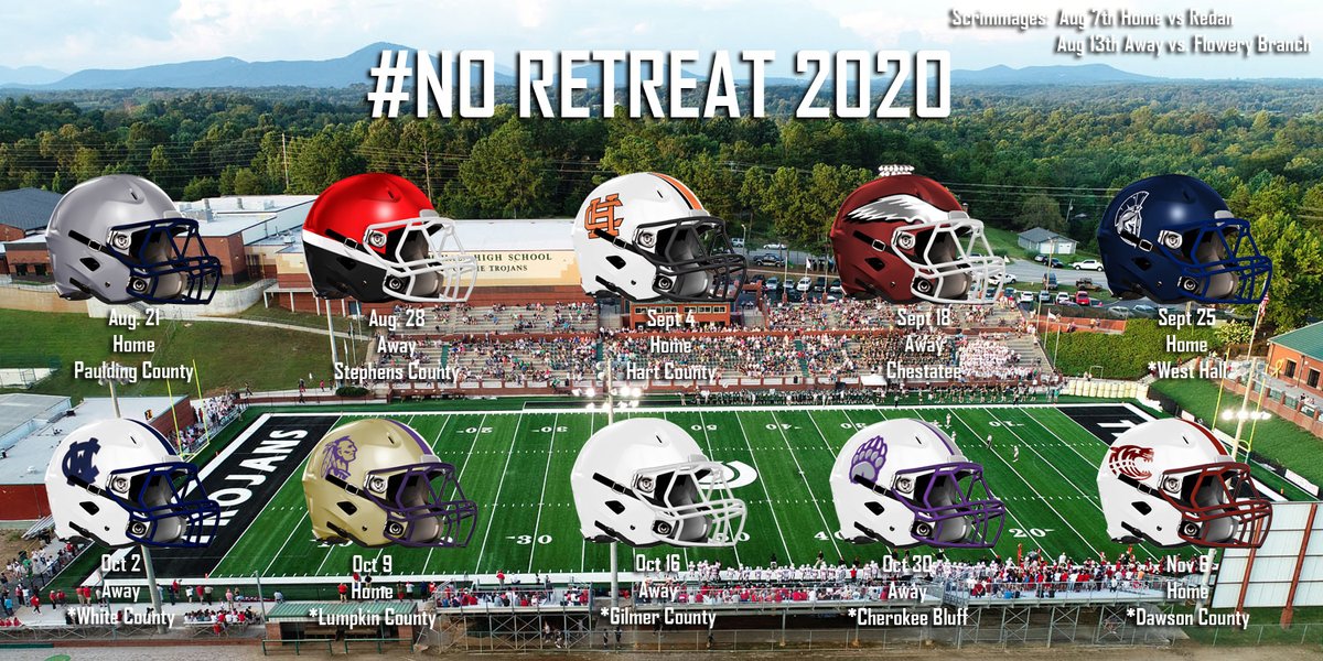 2020 North Hall Football Calendar...another tough non-region schedule and a new region 7aaa starting in 2020
