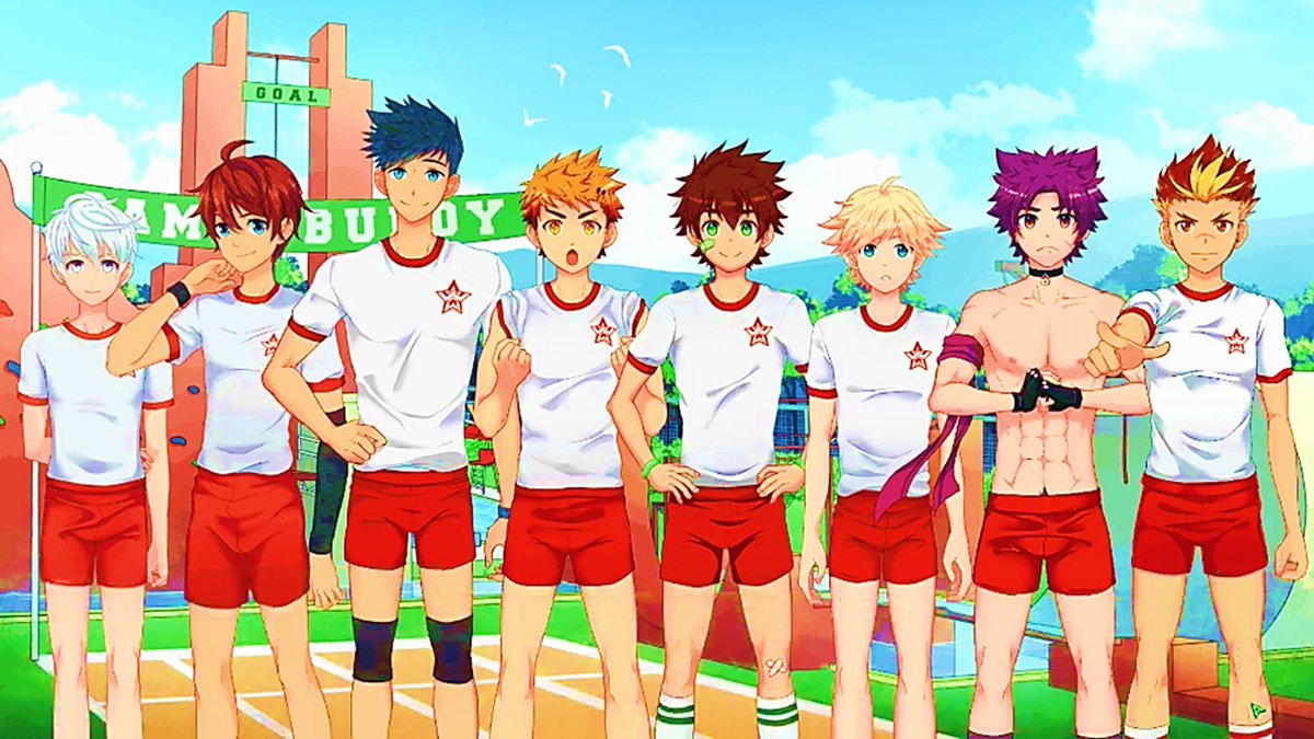 The characters of Camp Buddy on 4 different stages: The Sports, The Beach, ...