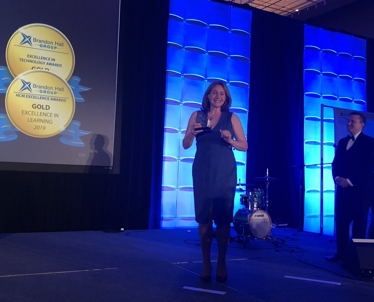 Pam_Boiros's tweet photo. Thrilled to accept the award for @meQuilibrium‘s gold award for Best Advance in Emerging Talent Management from @BrandonHallGrp at #Excellence20. https://t.co/Ai0Sd6u4Qo