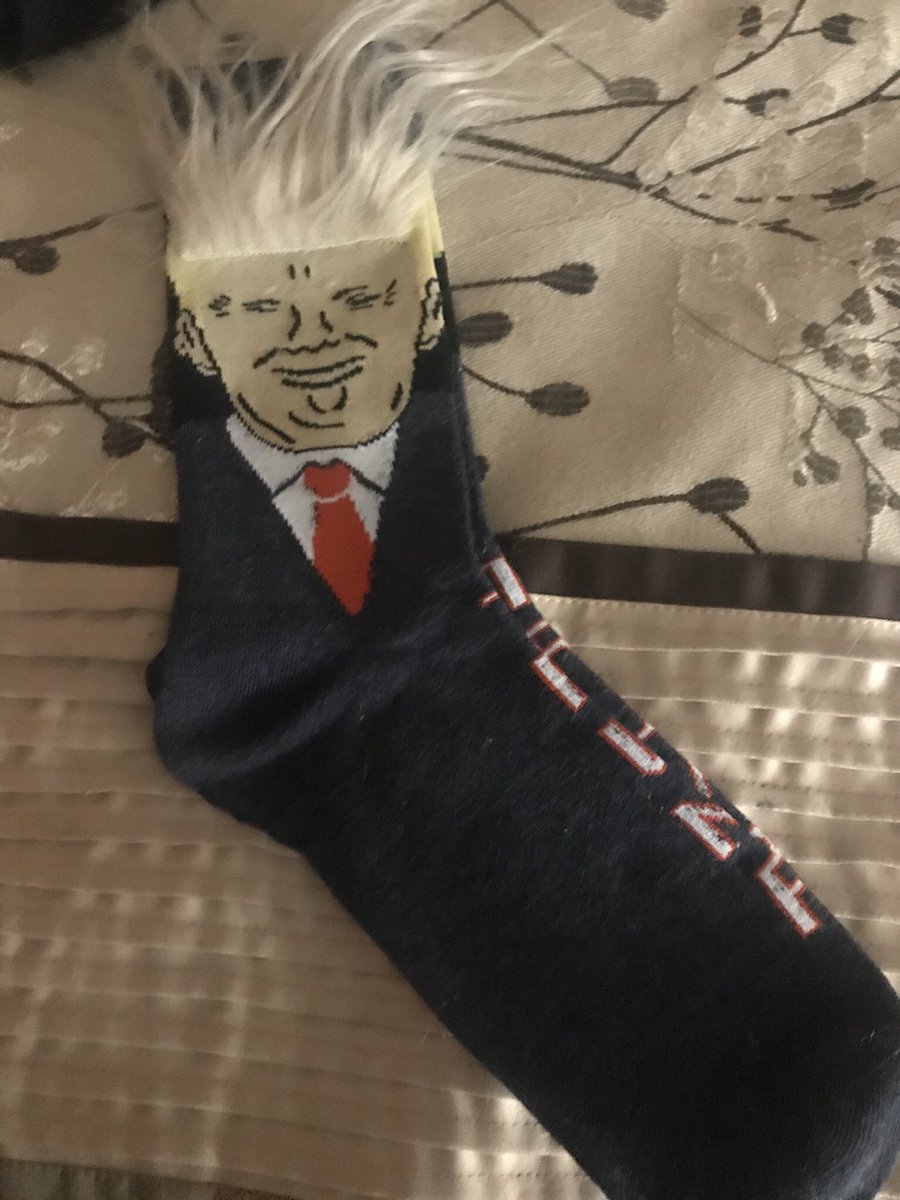 MissLynneO's tweet photo. My (legal) immigrant Sister- in -law mailed me these. 
Her special gift just so happened to arrived on #AcquittalDay 
Thank you ❤️❤️❤️❤️❤️ #Trump2020Landslide #trumpSocks #BenedictRomney https://t.co/B1xhdN2W9s