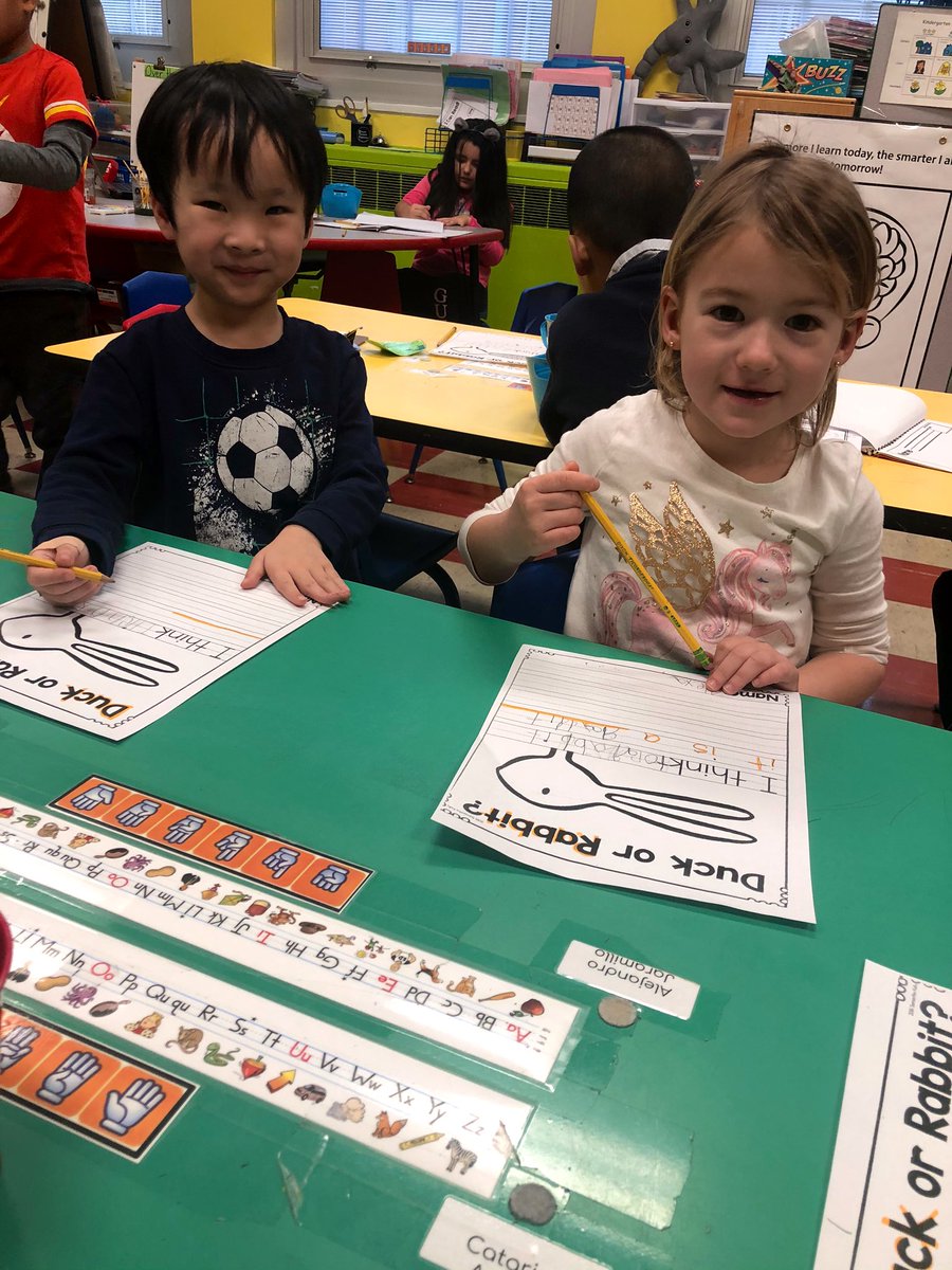 Thank you <a href="/OliveraSLP/">Ms. Olivera</a> for being our special guest reader for #WRAD 📖 We loved being able to listen to Duck! Rabbit! &amp; put our opinions into writing ✍️ What do you see? #MineolaProud <a href="/Hampton_Street/">Hampton Street</a> @mrsmaffettone