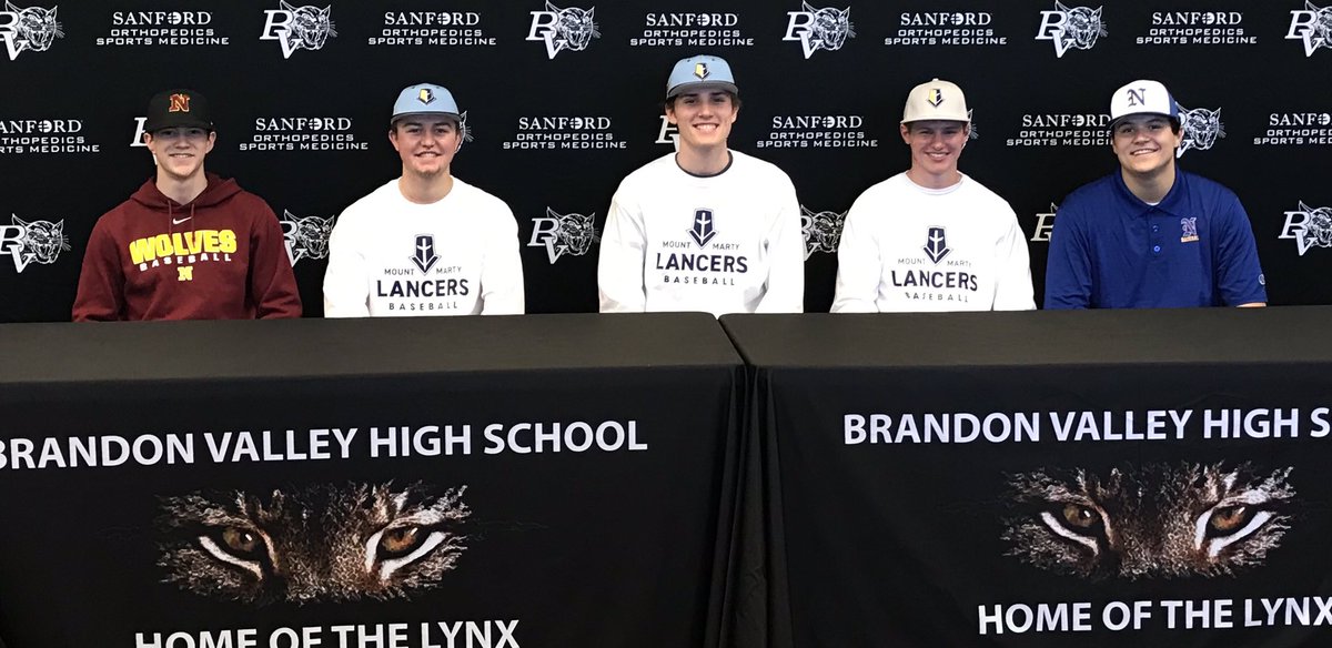 BVLynxBaseball's tweet photo. What an awesome signing day! Congratulations to Michael, Hunter, Braden, Lake, and Cole for signing today. We are excited to see you all play ball at the next level. As for now 51 days until game one!

Congratulations to Thomas and all others.
#ArgusPrep #SDBaseballNews https://t.co/CUYJgjLJM5